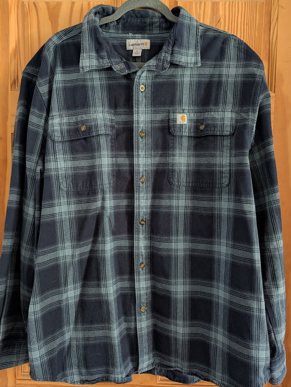 Carhartt Original Fit Heavyweight Flannel Long Sleeve Blue Plaid Men's Size XL